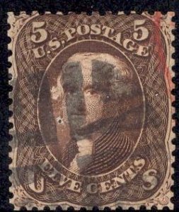 US Stamp Scott #95 F Grill USED SCV $850. Pinhole fault.