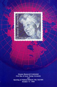 USPS 1st Day of Issue Ceremony Program #2105 Eleanor Roosevelt First Lady 1984