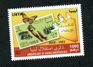 2018- Libya - Anniversary of Libyan Independence- Butterfly- Dove-Set 1v.-MNH**