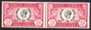 1935 South Africa Silver Jubilee 1 pence pair issue Sc# 69 MNH CV $7.50