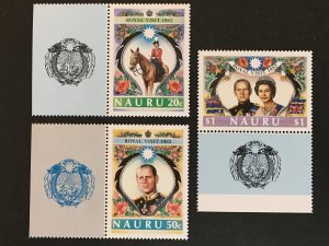 1982 Nauru Sc 257-9, SG272-4 Royal Visit QEII and Prince Phillip with Margin Tab