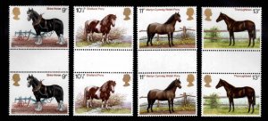 Great Britain Scott 839-842 MNH** Horse set in gutter pair configuration