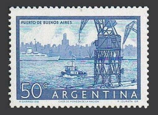 Argentina 632 block/4,MNH.Michel 622-I. Buenos Aires harbor,1956.