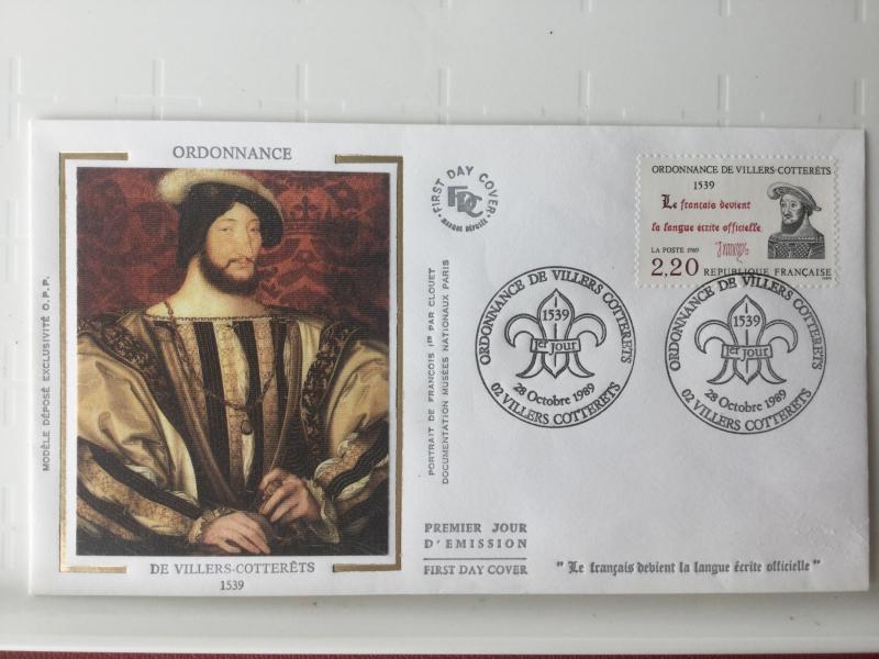 France Colorano silk FDC, 28 octobre 1989, Ordonnance de Villers cotterets