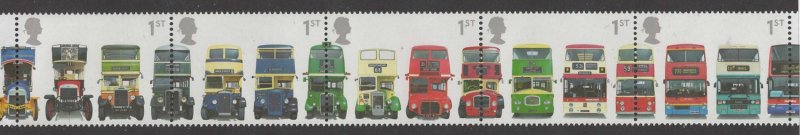 Great Britain # 1976a  Double-Deck Buses - strip/5 FOLDED ONCE   (1) Mint NH