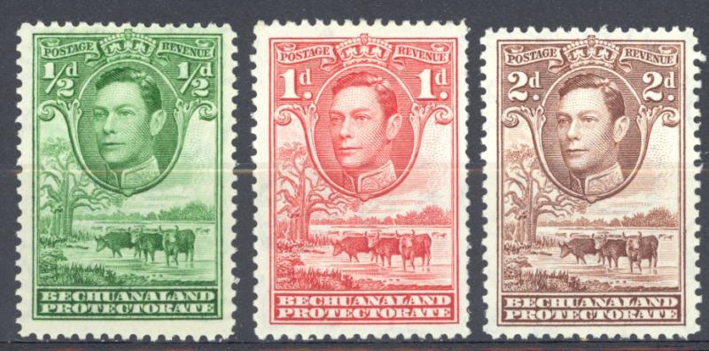 Bechuanaland Protectorate Sc# 124-126 MH 1938 King George VI