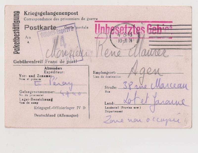 POW KRIEGSGEFANGENENPOST Besetztes Gebiet Germany 2 France 