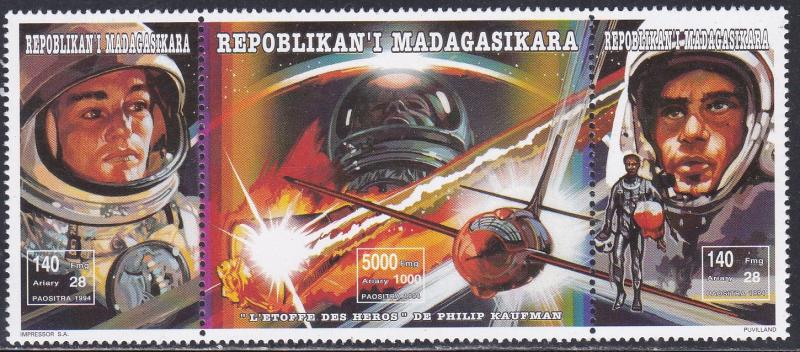 Malagasy # 1245, Astronauts, Motion Picture Centennial, NH, Half Cat