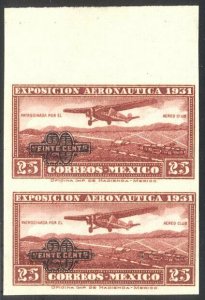 MEXICO #C45a Mint NH Pair - 1932 20c on 25c Lake