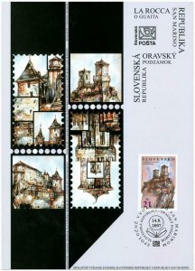 SLOVAKIA/2007,(Coll. Sheet) Joint Issue with San Marino - La Rocca o Guaita, MNH 