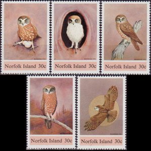 NORFOLK IS. 1984 - Scott# 343a-e Owls Set of 5 NH