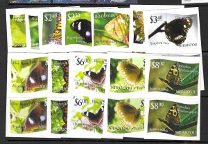 NIUAFO'OU SG352/63 2012 BUTTERFLIES IMPERF PAIRS  MNH