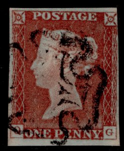 GB QV SG8, 1d red-brown PLATE 39, USED. Cat £100. BLACK MX QG