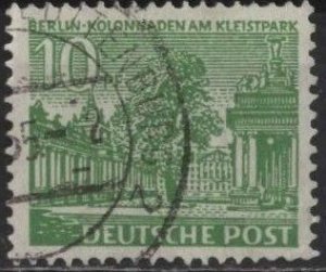 Germany (Berlin) 9N47 (used) 10pf colonnades at Kleist Park, yel grn (1949)