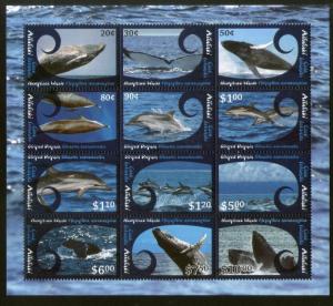 Aitutaki 2012 Whales & Dolphins Marine Life Sc 593 Sheetlet MNH # 9632