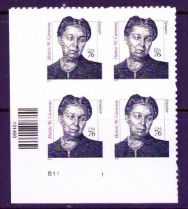 US 3431 HW CARAWAY  2001 PLATE # BLOCK 4 76c Lower Left