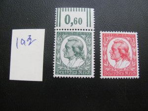 Germany 1934 MNH SC 446-447 SET  XF 100 EUROS (193)