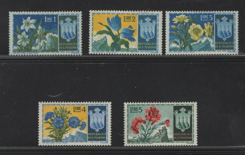 San Marino 336 - 340 - Flowers. Set Of 5.  MH. OG.      #02 SANM336s5