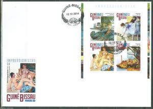 GUINEA BISSAU 2014 IMPRESSIONIST PAINTERS MONET DEGAS RENOIR CEZANNE SHEET FDC