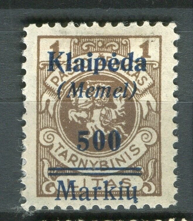 GERMANY; MEMEL 1923 Feb Lithuania surcharged issue Mint hinged 500m. 