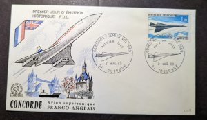 1969 France First Day First Flight Cover FDC FFC Toulouse Concord Supersonic Jet