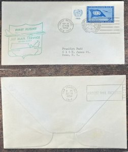 D)1959, UNITED NATIONS, FIRST DAY COVER, ISSUE OF FIRST DOUGLAS DC-8-60 AIR