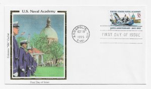 US 3001 32c US Naval Academy on FDC Colorano Silk Cachet Unadd ECV $12.50