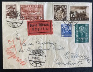 1918 Vienna Austria Express Mail Cover To Mistelbach