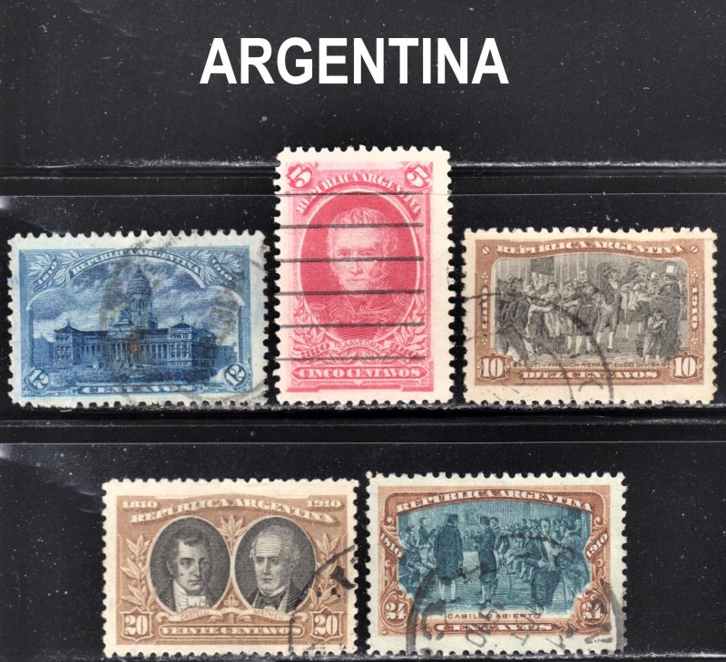 Argentina Scott 165-69 F to VF used.