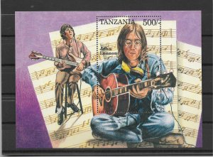 TANZANIA MNH SOUV. SHEET SC$1336 JOHN LENNON SCV$7.50