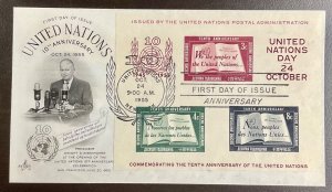 UN38 United Nations Art Craft cachet Scarce Souvenir Sheet 1955