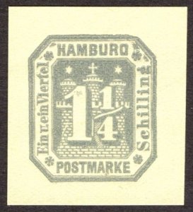 Hamburg Reprint of cut square, 1 1/4Sch, Unused