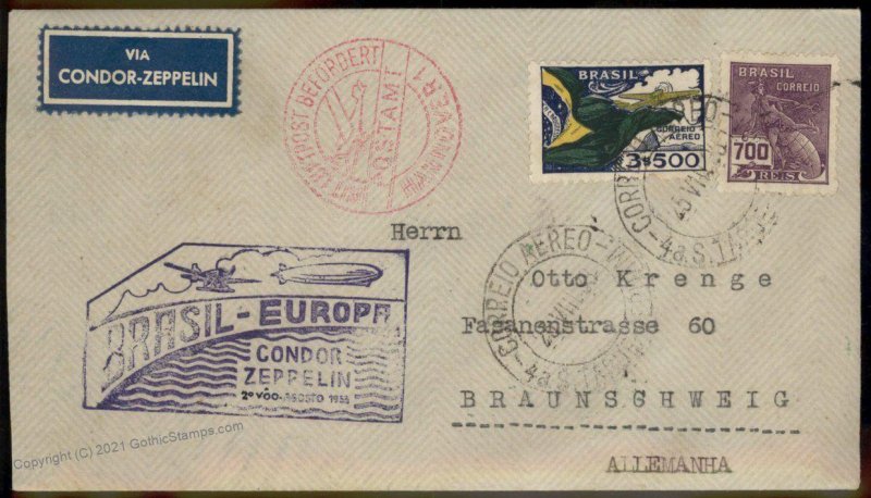 Brazil 1933 Graf Zeppelin Germany Si227A 5.SAF Cover G97431