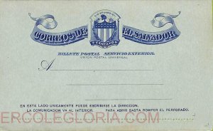 ad6363 - EL SALVADOR - Postal History - STATIONERY LETTER CARD H&G # 6b misperf