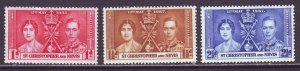 ST KITTS-NEVIS SC#76-78 King George VI Coronation (1937) MH