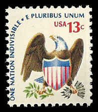 PCBstamps   US #1596 13c Eagle & Shield, bullseye perfs., MNH, (9)