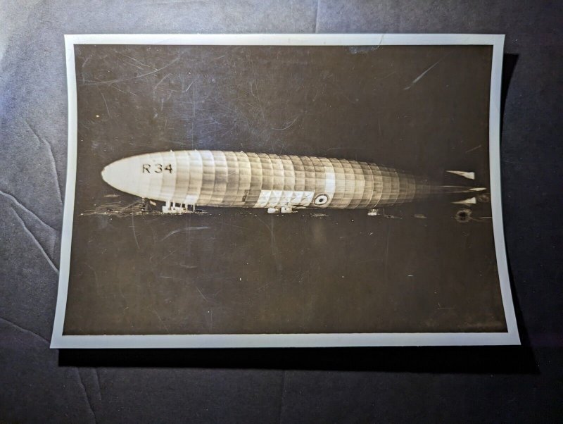 1919 England RPPC R34 Zeppelin Postcard Paul Thompson Photo
