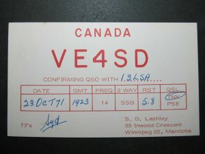 5741 Amateur Radio QSL Card Manitoba Canada-