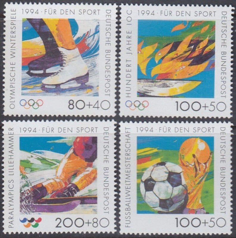 GERMANY Sc # B758-61 - CPL MNH SET of 4 - 1994 LILLEHAMMER WINTER OLYMPICS