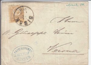 1871, Hungary: Folded Letter W/Danube River Ship Handstamp (24391)