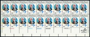 C98, Color Shift Philip Mazzei Plate Block of 20 - 40¢ Airmail Postage Stamps