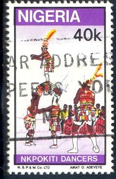 Folk Dance, Nkpokiti Dancers, Nigeria stamp SC#496 Used