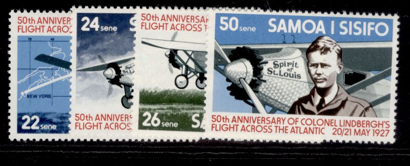 SAMOA QEII SG483-486, 1977 anniv of Lindenburgh flight set, NH MINT.