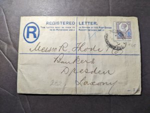 1887 England Registered Letter Cover Leicester to Dresden Germany