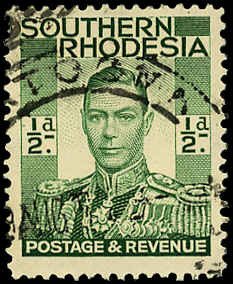 Southern Rhodesia Scott 42 F-VF Used -1937 ½p  King George VI - Clean & Sound