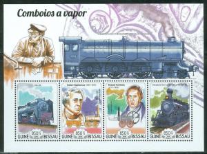 GUINEA BISSAU  2015 STEAM TRAINS ROBERT STEPHENSON SHEET   MINT NH