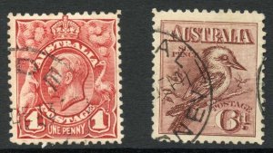 Australia SG17/19 1913 1d and 6d Set of 2 Fine used Cat 66.50 pounds