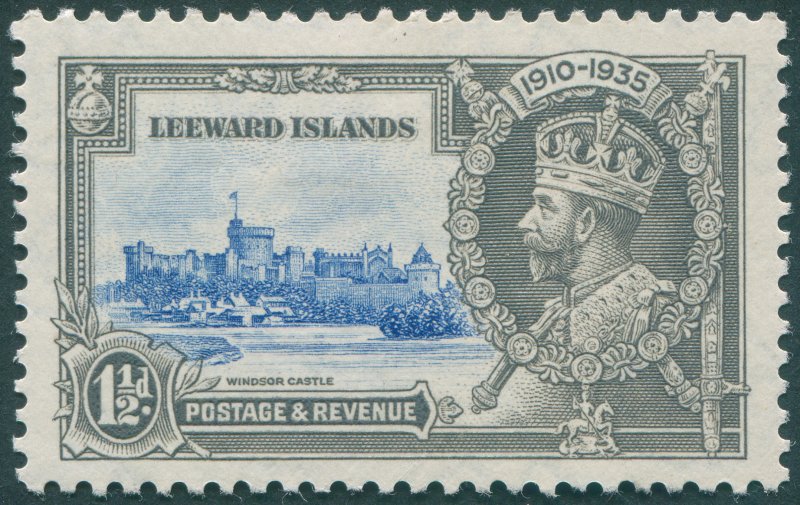 Leeward Islands 1935 1½d ultramarine & grey Jubilee SG89 unused