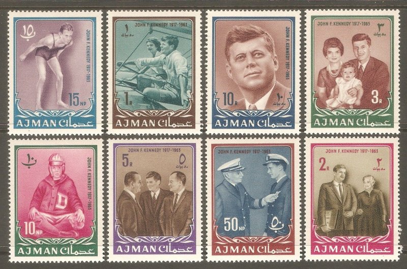 AJMAN Sc# 19 - 26a MNH FVF Set8 + SS John F. Kennedy JFK