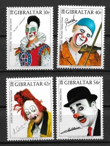 2002 Gibraltar 901-4 complete Europa/Famous Circus Clowns set of 4 MNH